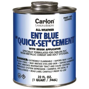 Special Discount Thomas & Betts VC9992 All Weather ENT QuickSet Solvent Cement Blue 1 qt Carlon®