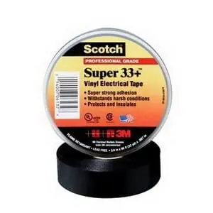 3M 33+SUPER-3/4X66FT Premium Grade Electrical Tape 0.75-Inch x 66-ft x 7 mil Vinyl Backing Black Scotch® Super 33+™ Free Returns