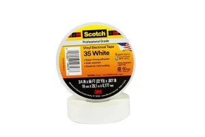 3M 35-WHITE-3/4 Premium Grade Electrical Tape 0.75-Inch x 66-ft x 7 mil PVC Backing White Scotch® Brand New