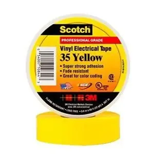 3M 35-YELLOW-3/4 Premium Grade Electrical Tape 0.75-Inch x 66-ft x 7 mil PVC Backing Yellow Scotch® Top Pick