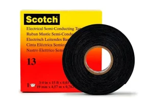 Final Sale 3M 13-3/4X15FT High Voltage Splicing Electrical Semi-Conducting Tape 15-ft x 3/4-Inch x 30 mil Semi-Conducting Ethylene Propylene Rubber Backing Bl