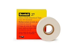 3M 27-1/2X66 Premium Grade Electrical Tape 0.5-Inch x 66-ft x 7 mil Glass Cloth Backing White Scotch® Bargain