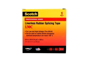 Price Cut 3M 130C-1-1/2X30FT Premium Grade Linerless Rubber Splicing Tape 1.5-Inch x 30-ft x 30 mil Ethylene Rubber Backing Black Scotch®