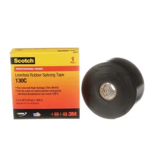 Free Shipping 3M 130C-2X30FT Premium Grade Linerless Rubber Splicing Tape 2-Inch x 30-ft x 30 mil Ethylene Rubber Backing Black Scotch®