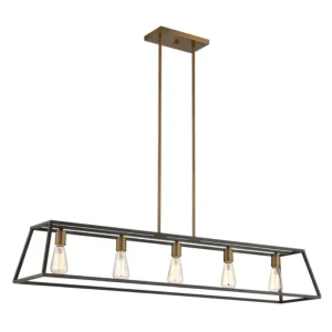 Worldwide Shipping Hinkley Lighting 3335BZ 5-Light 1-Tier Linear Chandelier Light 500-Watt 120-Volt AC Bronze Fulton