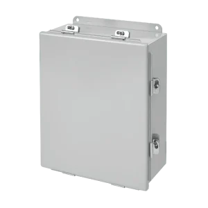Hoffman A10086CHNF NEMA 4 Polyester Powder Paint Steel One Door JIC Piano Continuous Hinge Junction Box With Clamp 10-Inch x 6-Inch x 8-Inch ANSI 6 Direct From Factory