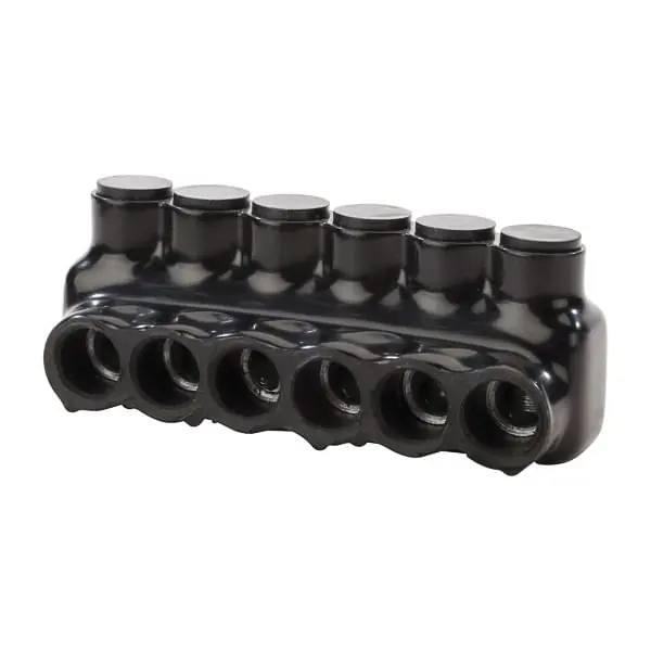 NSI IPL1/0-6 Plastisol IPL Series Insulated Abrasion And Chemical-Resistant Multi-Tap Connector 6-Port 1/0-14-AWG Copper/Aluminum Black Polaris Direct From Manufacturer