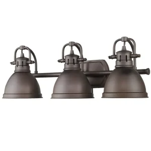 Golden Lighting 3602-BA3-RBZ-RBZ 3-Light Bath And Vanity Light 100-Watt Rubbed Bronze Duncan Hot Picks