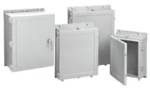 Hoffman A24H2412GQRLP NEMA 4 Fiberglass One Door Hinged Cover Enclosure With 3-Point Latch/Quick-Release Latches 24.19-Inch x 24.19-Inch x 9-Inch n Order Now