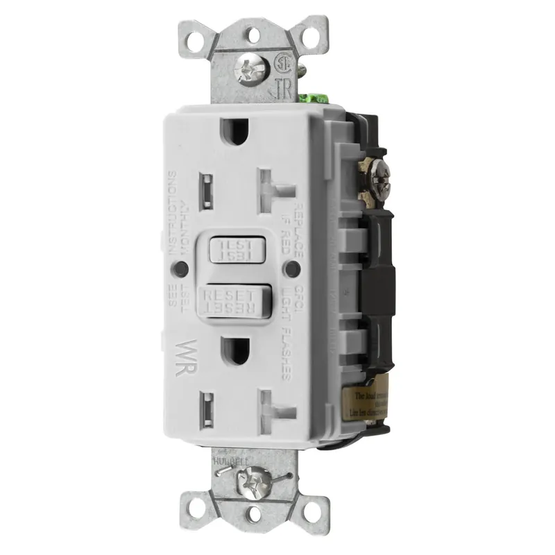 Handmade Hubbell-Wiring GFTWRST20WU Commercial Grade 2-Pole Tamper And Weather-Resistant Straight Blade GFCI Duplex Receptacle 20-Amp 125-Volt NEMA 5-20R Wh