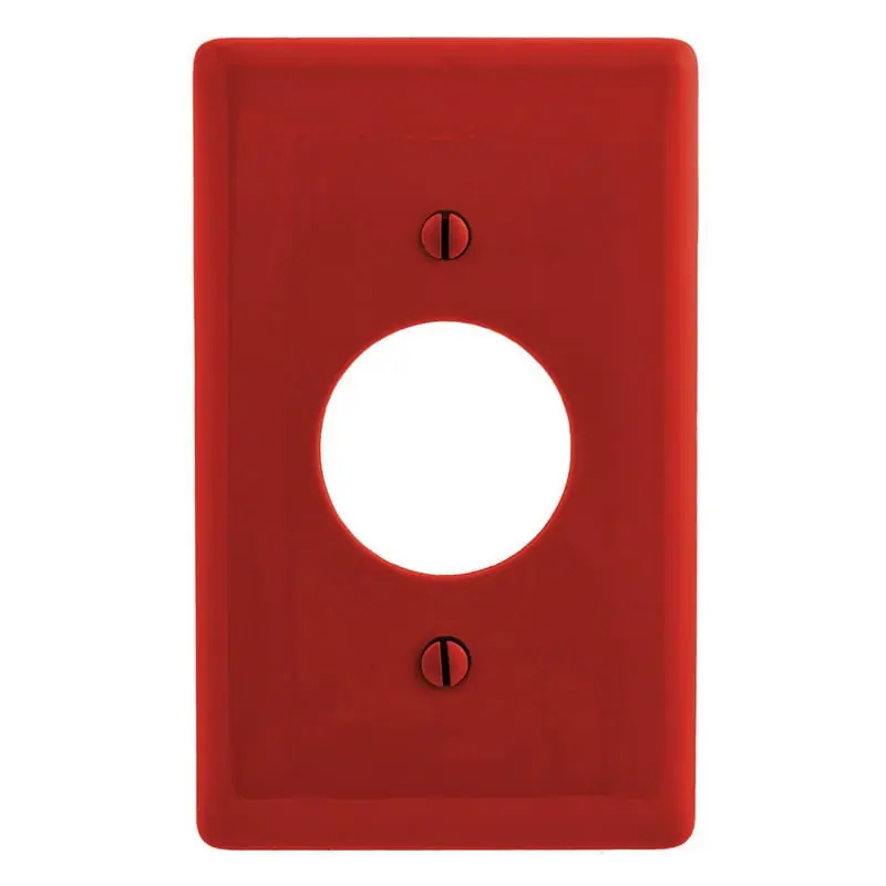 Hubbell-Wiring NP7R Nylon Screw Mount Standard Size 1-Gang Wallplate 1-Single Receptacle Red Twist-Lock Top Pick