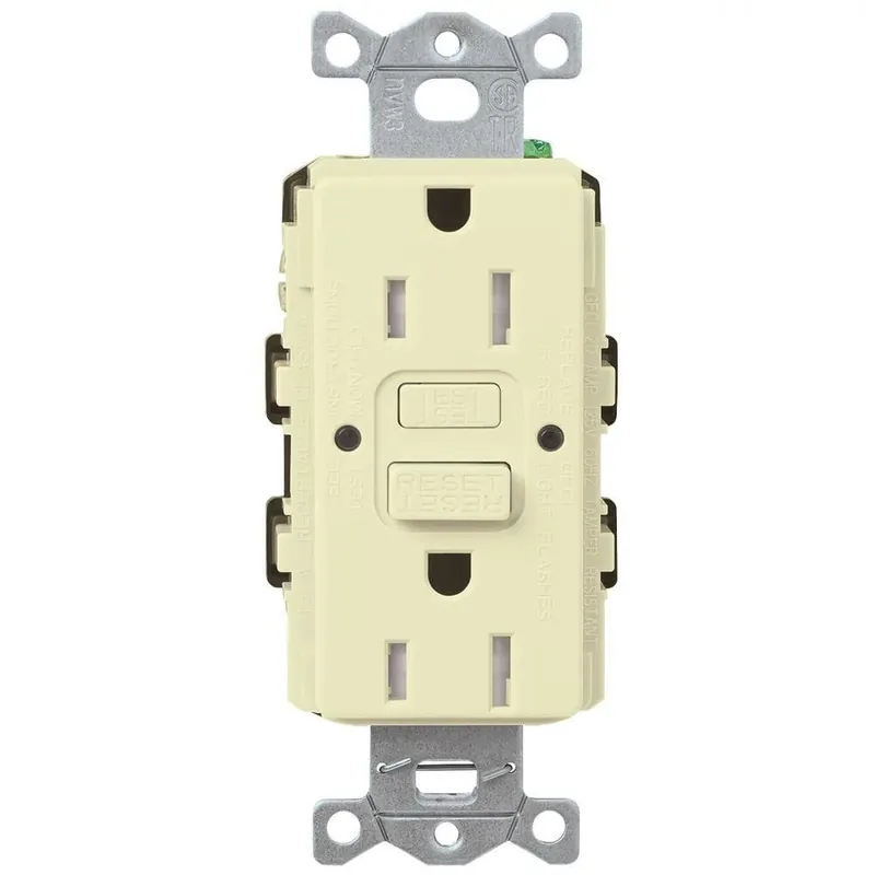 Lutron CAR-15-GFST-AL Tamper-Resistant Self-Test GFCI Receptacle 15-Amp 125-Volt AC Almond Certified