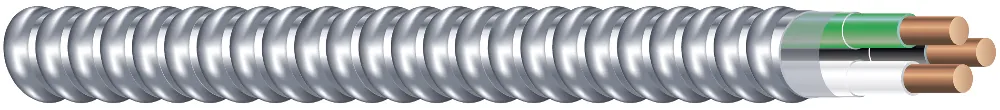 Seasonal Sale Southwire 68580023 Copper Conductor Lightweight Aluminum Interlocked Armor MC Armored Cable 12/2 100-ft Spool Black White Green Ground Armorlite