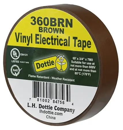 Buy Direct Dottie 62421 Color Coding Electrical Tape 3/4-Inch x 60-ft x 7 mil PVC Backing Brown