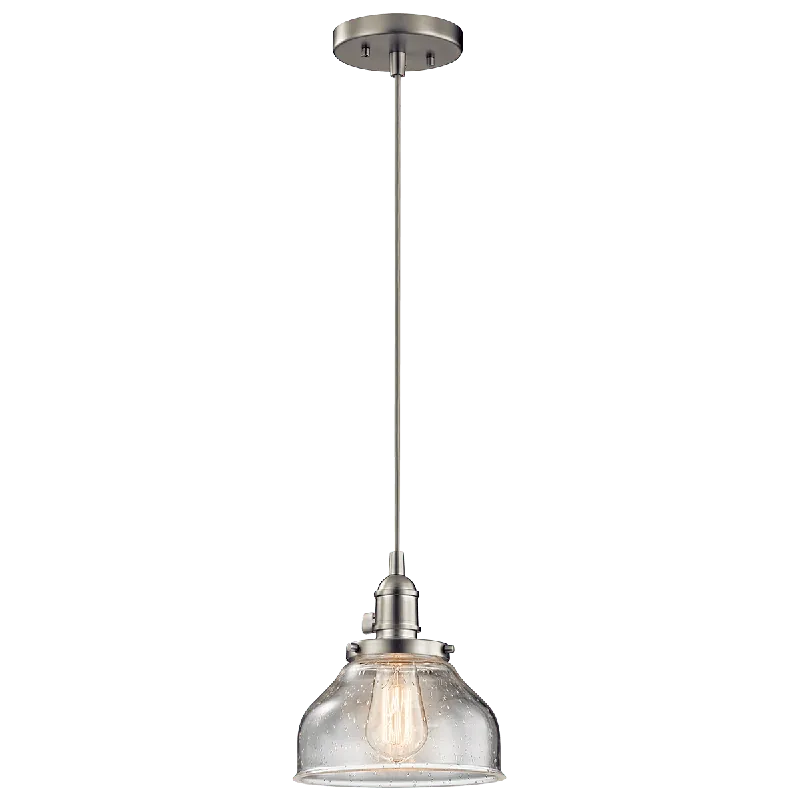 Original Kichler 43850NI 1-Light Mini Pendant Fixture 100-Watt 120-Volt AC Brushed Nickel Avery