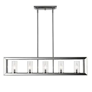 Golden Lighting 2074-LP-CH-CLR 5-Light Linear Pendant Fixture 60-Watt Chrome Smyth CH Smyth CH Exclusive Offer