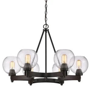 No Minimum Order Golden Lighting 4855-6-RBZ-SD 6-Light Chandelier 60-Watt 110-Volt Bronze/Rubbed Bronze Galveston
