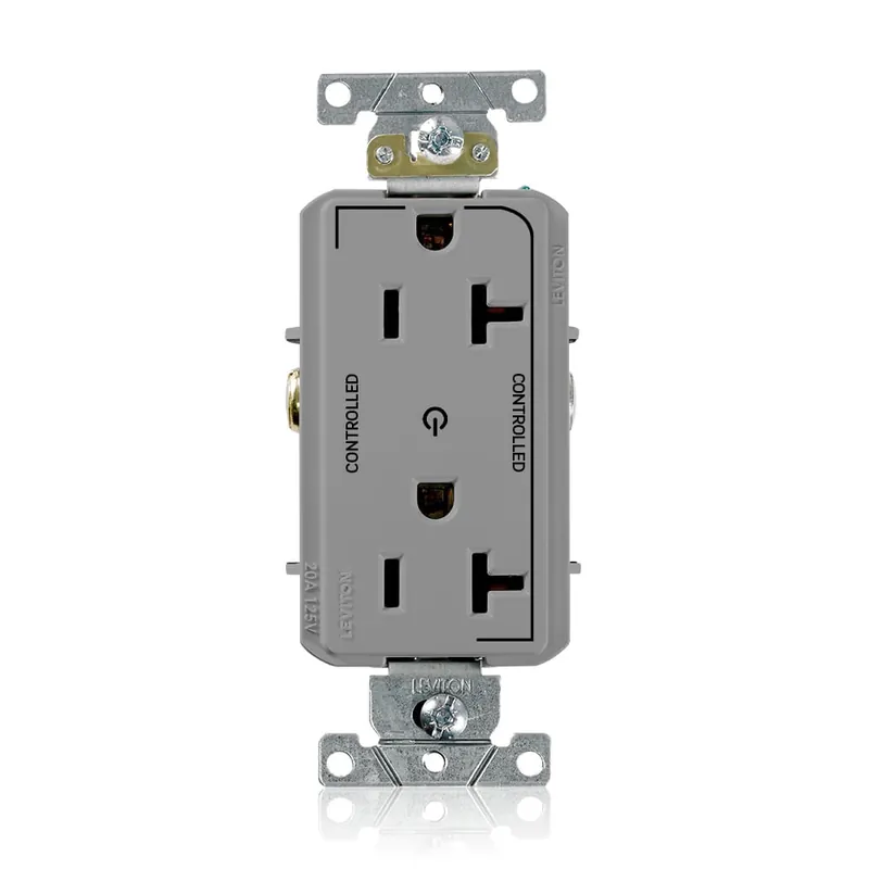 Money Back Guarantee Leviton 16352-2PG Heavy-Duty Duplex Receptacle Outlet 2-Pole 3-Wire 125-Volt AC 20-Amp NEMA 5-20R Gray Decora Plus