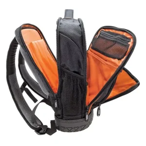 Klein Tools 55603 25 Pockets Zipper Tablet Backpack 1680D Ballistic Weave Black Orange 14-Inch x 7-Inch x 18-1/2-Inch Tradesman Pro Top Rated