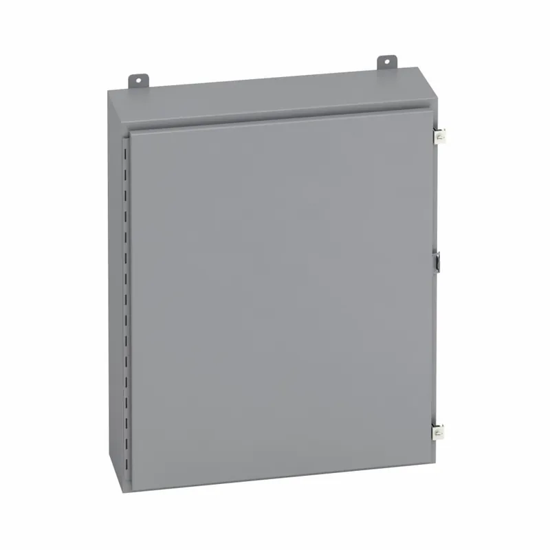 B-Line 242412-12 NEMA 12 Polyester Powder Coated Steel One Door Hinged Cover Panel Enclosure 24-Inch x 24-Inch ANSI 61 Gray Brand New
