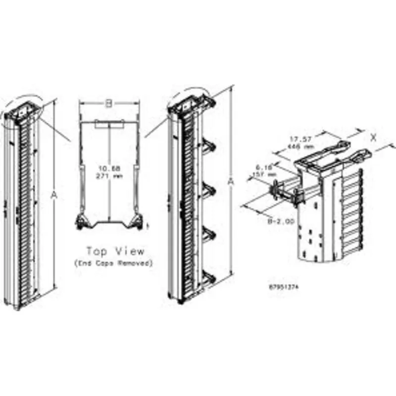 Vertical Cable Manager, 1-Sided, 6.25" Wide, 84.00'' High, Black Time-Limited