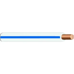 14 AWG MTW Stranded Copper, White w/Blue Stripe, 2500' Low Price