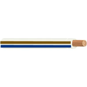 Genuine 10 THHN/THWN-2 Stranded Copper, White/Brown & Blue, Cut to Length