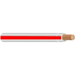 Discount 14 AWG THHN/THWN-2 Stranded Copper, White w/Red Stripe, 500'