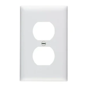 Modern Duplex Receptacle Wallplate, 1-Gang, Nylon, White