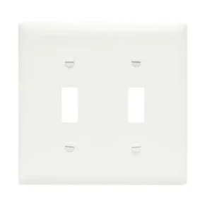 Hot Picks Toggle Switch Wallplate, 2-Gang, Nylon, White