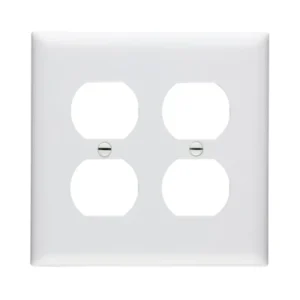 Duplex Receptacle Wallplate, 2-Gang, Nylon, White Bulk Order
