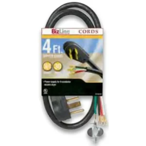 Bulk Order Range Cord, Type SRDT, Black, 4' Long