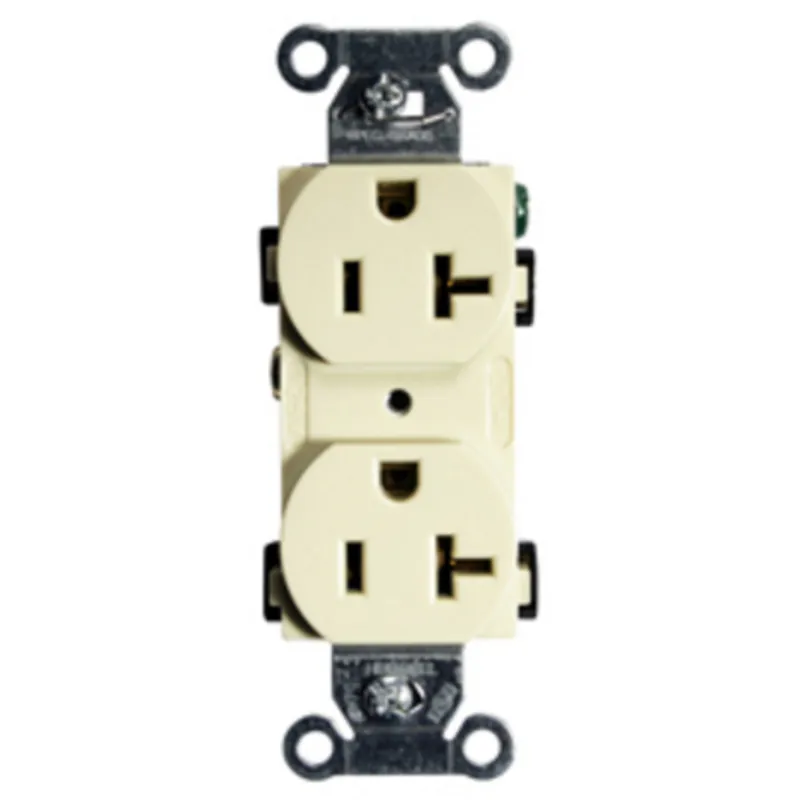 Premium 20A Commercial Grade Duplex Receptacle, 5-20R, Ivory